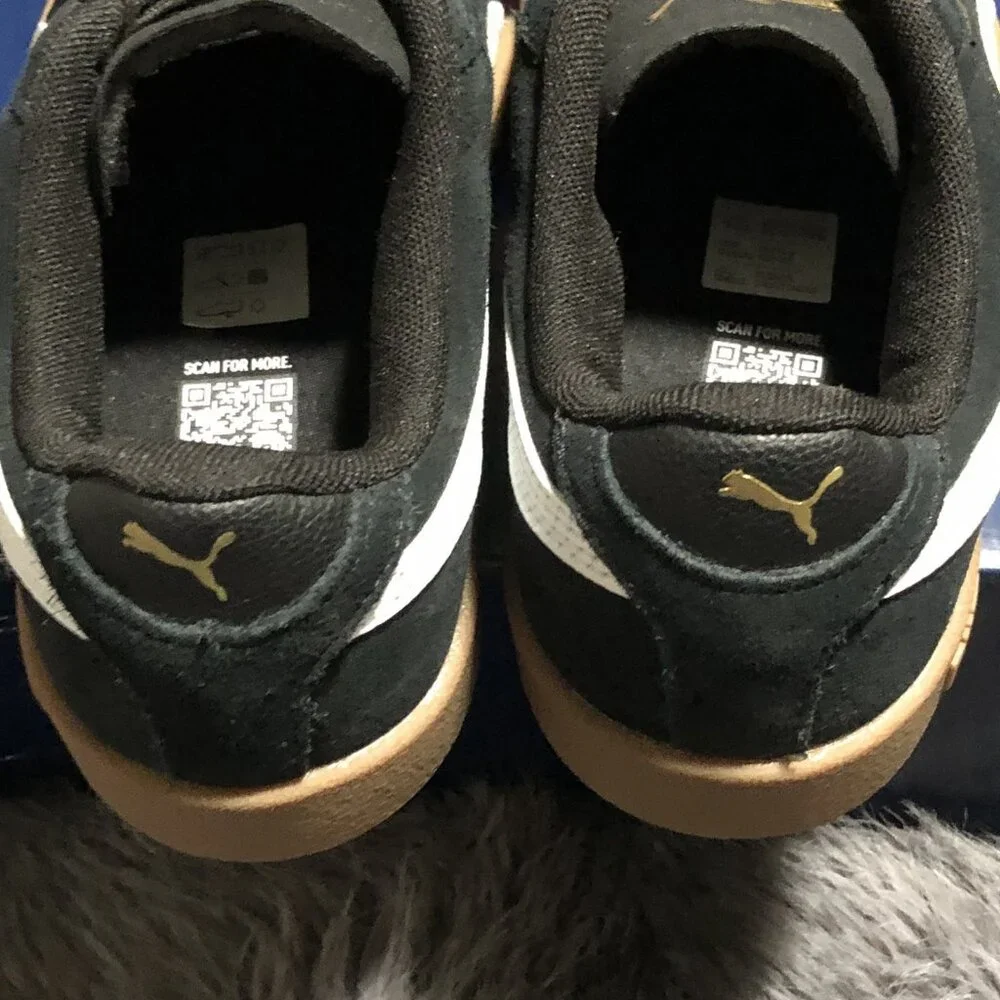 PUMA Kids Suede Leather Black and White Gum Sneakers Size 4.5 NWOT No Box - Picture 5 of 6
